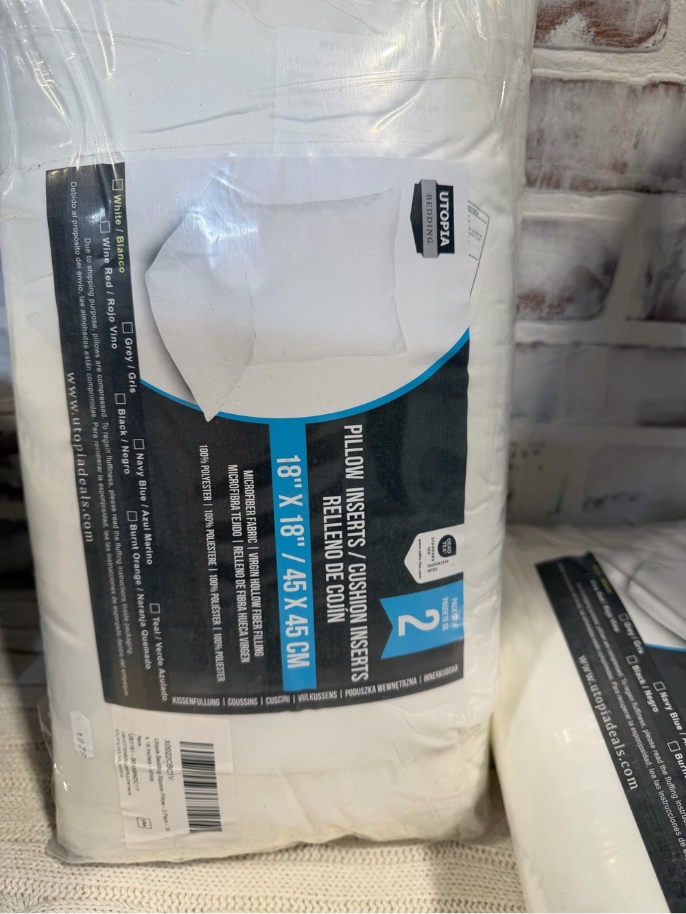 Utopia  White 18 x 18 Pillow Insert - Pack of 2